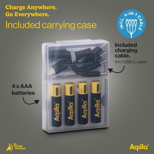 Aqiila Rechargeable AAA Battery USB-C 4-pack