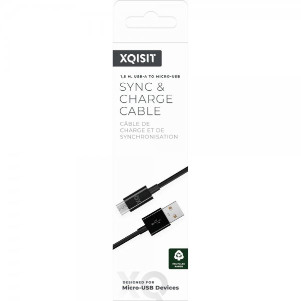 Xqisit USB till Micro USB Kabler 1.5 m Svart