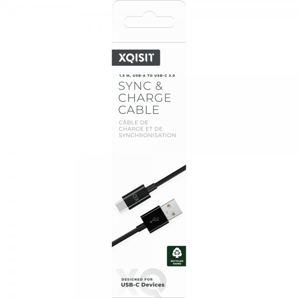 Xqisit USB till Type C Kabler 1.5 m Svart