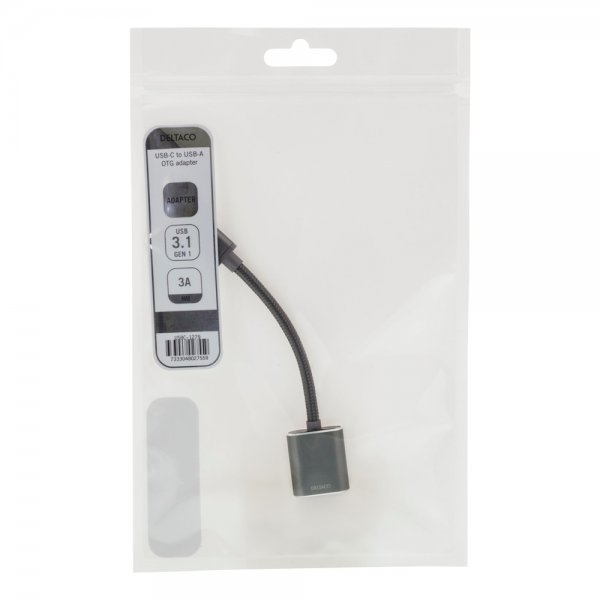 Deltaco USB-C 3.1 Gen 1 to USB-A OTG Adapter Space Grey