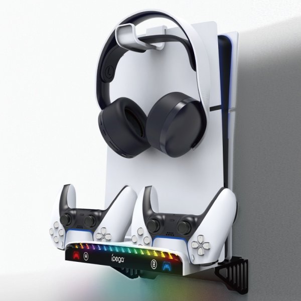 Ipega Veggmontert dockingstasjon til PS5/PS5 Slim RGB