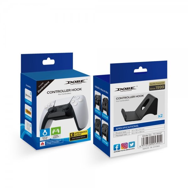 Dobe Veggmontert holder til PlayStation/Xbox/Nintendo Game Control 2-Pack