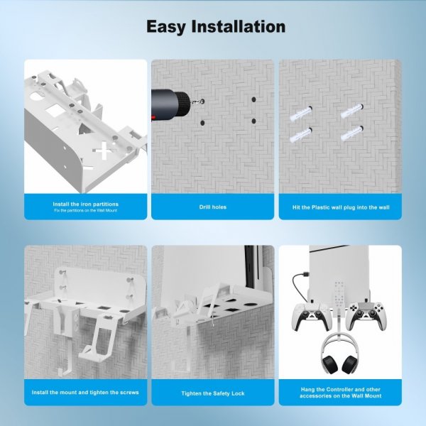 JYS Veggmontert holder til PlayStation 5 Slim