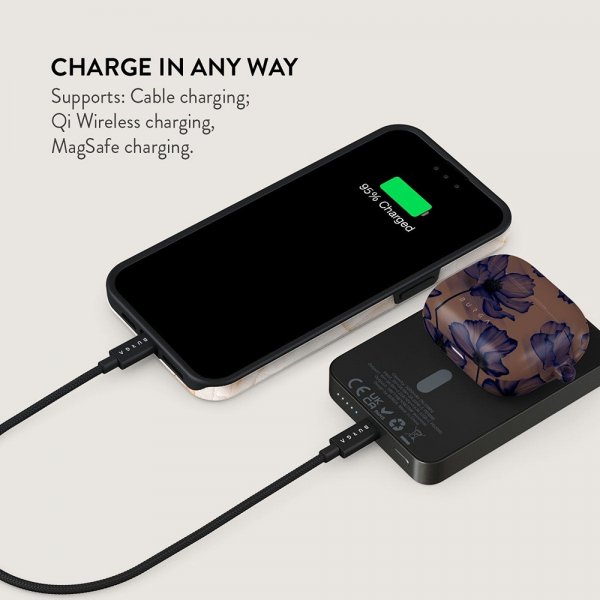 Burga Powerbank MagSafe 5000 mAh Velvet Night Metallgrå
