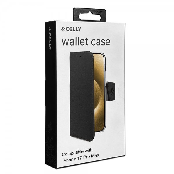 Celly iPhone 17 Pro Max Etui Wally Wallet Case Svart