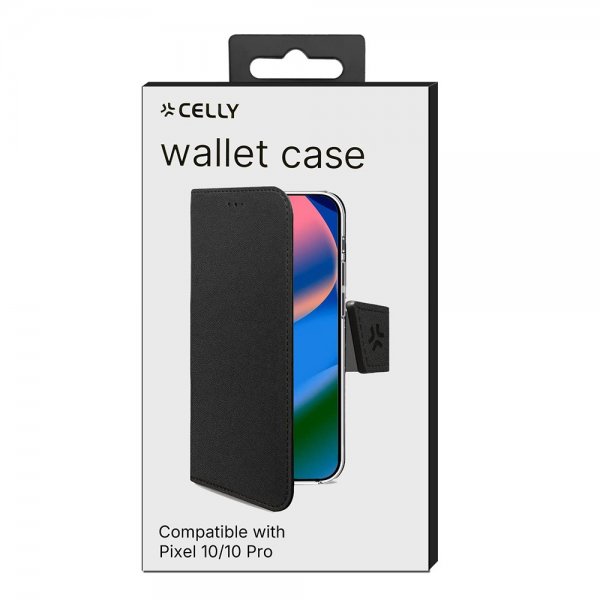 Celly Google Pixel 10/Pixel 10 Pro Etui Wally Wallet Case Svart