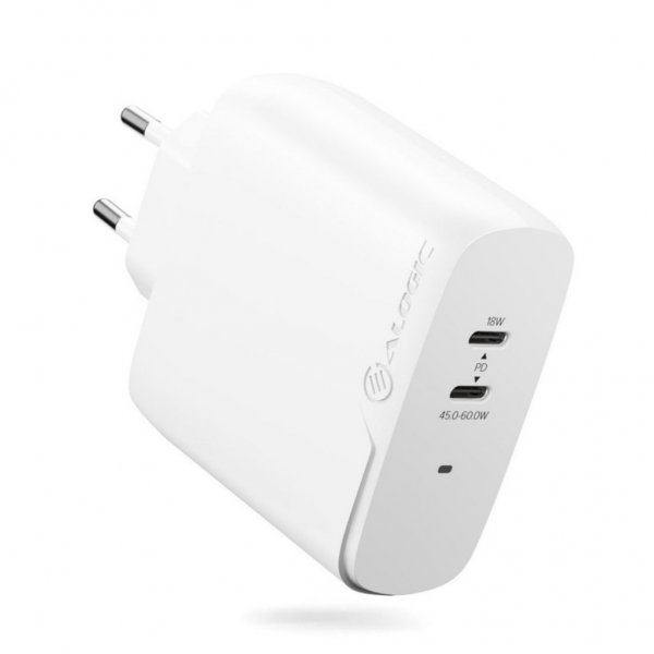 ALOGIC Rapid Power 2-ports (45+18W) GaN Lader ink. 2m USB-C ladekable