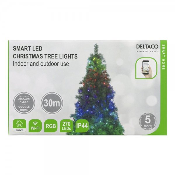 Deltaco Smart Home WiFi juletrelys RGB IP44 2m