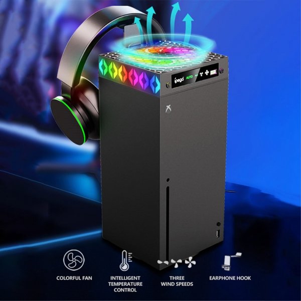 Ipega Xbox Series X kjølevifte med RGB og hodetelefonholder