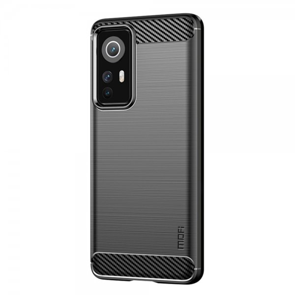 Mofi Xiaomi 12/12X Deksel Børstet Karbonfibertekstur Svart