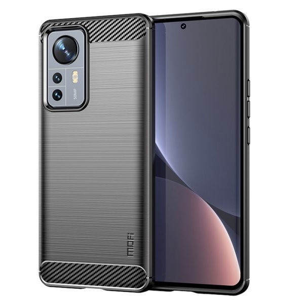 Mofi Xiaomi 12 Pro Deksel Børstet Karbonfibertekstur Svart