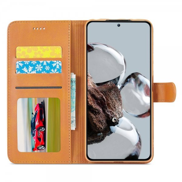Lc.Imeeke Xiaomi 12T/12T Pro Etui med Kortlomme stativfunksjon Lysebrun