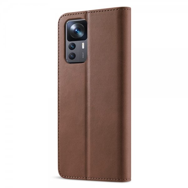 Lc.Imeeke Xiaomi 12T/12T Pro Etui med Kortlomme stativfunksjon Mørkebrun