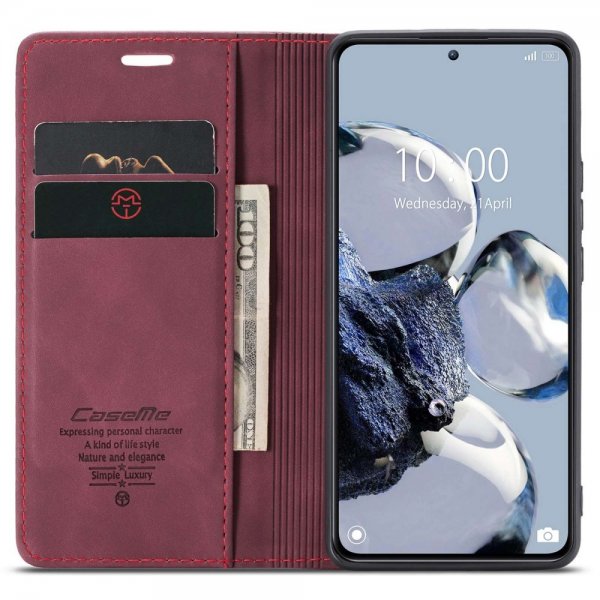 CaseMe Xiaomi 12T/12T Pro Etui Retro Flip Rød