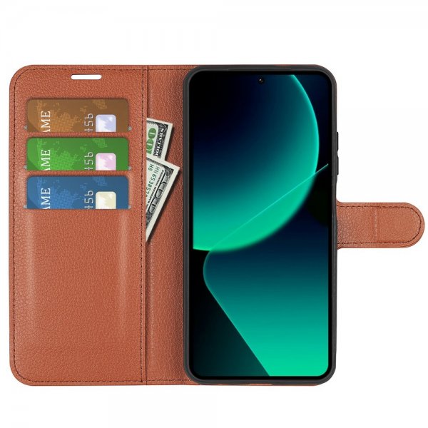 Xiaomi 13T/13T Pro Etui Litchi Brun