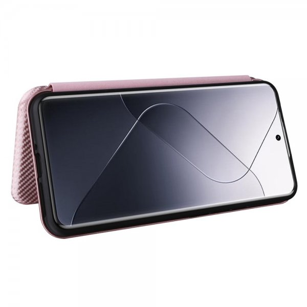 Xiaomi 14 Etui Karbonfibertekstur Rosegull