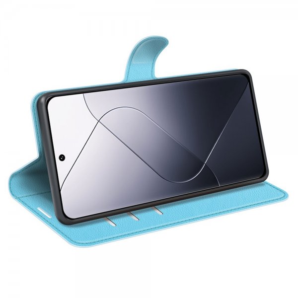 Xiaomi 14 Etui Litchi Blå