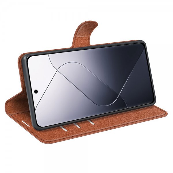 Xiaomi 14 Etui Litchi Brun