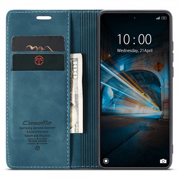CaseMe Xiaomi 14 Etui Retro Flip Blå