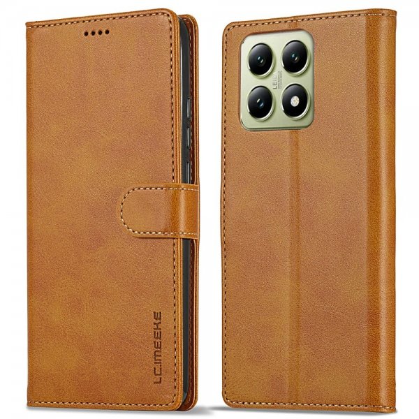 Lc.Imeeke Xiaomi 14T Etui med Kortlomme stativfunksjon Lysebrun