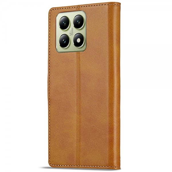 Lc.Imeeke Xiaomi 14T Etui med Kortlomme stativfunksjon Lysebrun