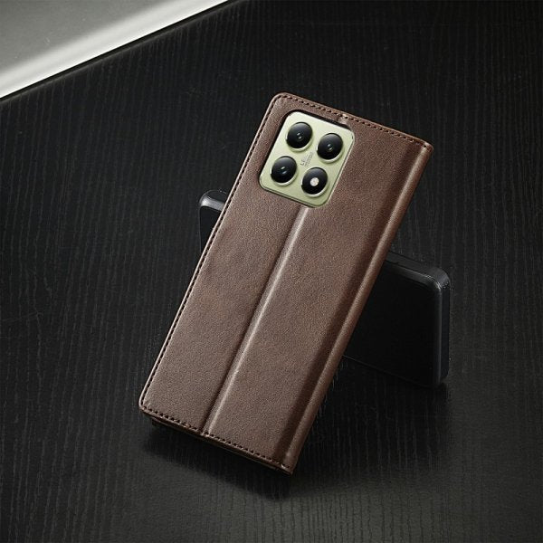Lc.Imeeke Xiaomi 14T Etui med Kortlomme stativfunksjon Mørkebrun