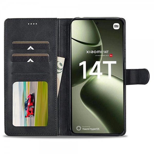Lc.Imeeke Xiaomi 14T Etui med Kortlomme stativfunksjon Svart