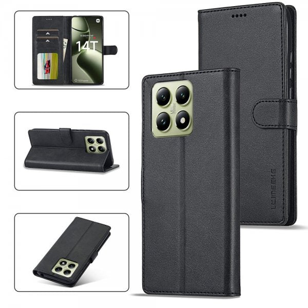 Lc.Imeeke Xiaomi 14T Etui med Kortlomme stativfunksjon Svart
