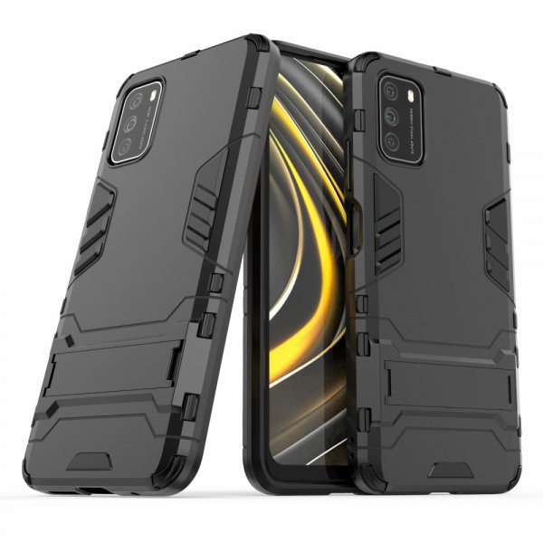 Xiaomi Poco M3 Deksel Armor Stativfunksjon Svart