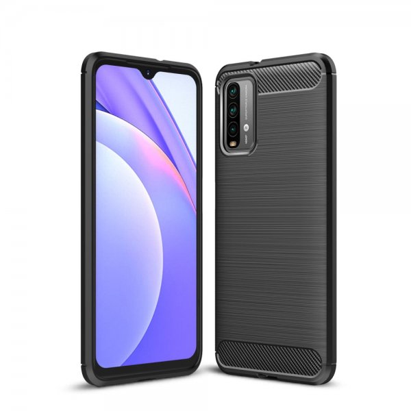 Xiaomi Poco M3 Deksel Børstet Karbonfibertekstur Svart