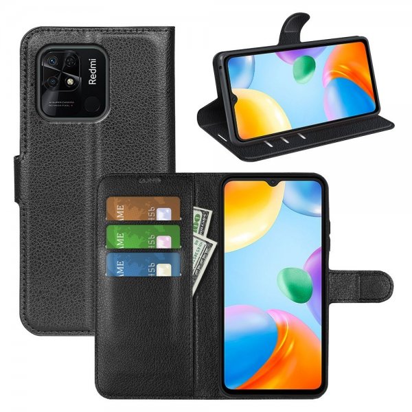 Xiaomi Redmi 10C Etui Litchi Svart