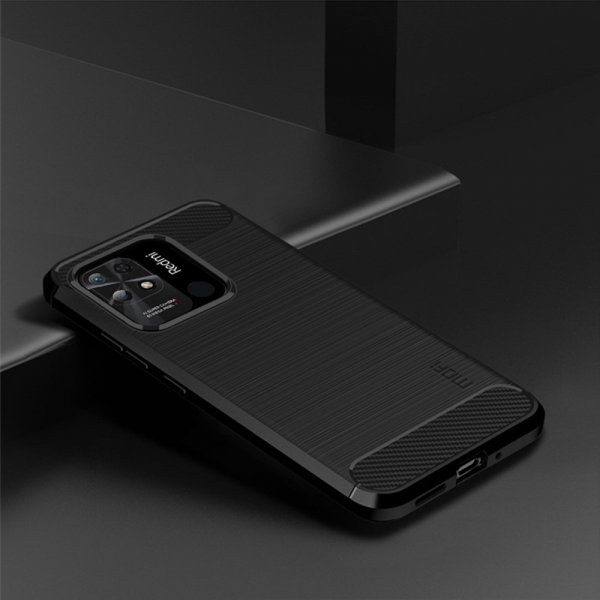 Mofi Xiaomi Redmi 10C Deksel Børstet Karbonfibertekstur Svart