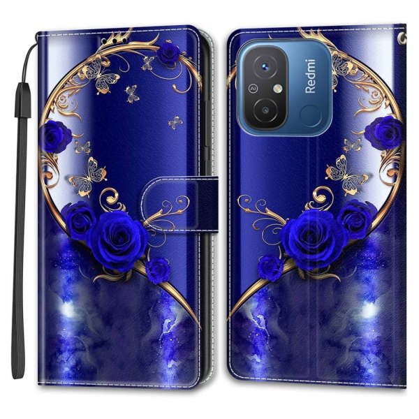 Xiaomi Redmi 12C Etui Motiv Blåa Rosor