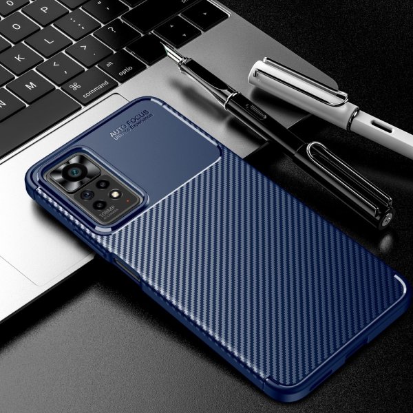 Xiaomi Redmi Note 11 Pro Deksel Karbonfibertekstur Blå