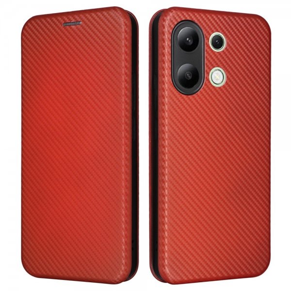 Xiaomi Redmi Note 13 4G Etui Karbonfibertekstur Brun
