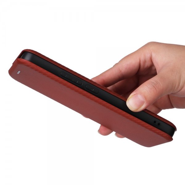 Xiaomi Redmi Note 13 4G Etui Karbonfibertekstur Brun
