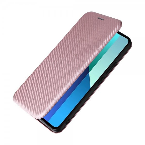 Xiaomi Redmi Note 13 4G Etui Karbonfibertekstur Rosegull