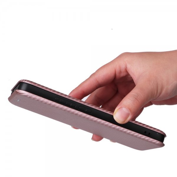 Xiaomi Redmi Note 13 4G Etui Karbonfibertekstur Rosegull