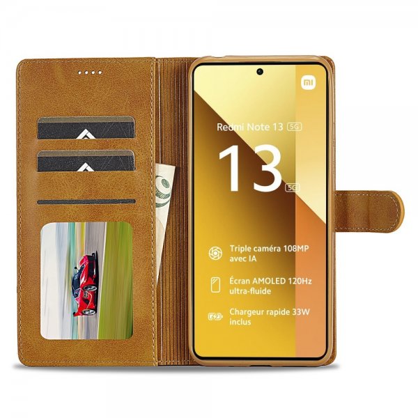 Lc.Imeeke Xiaomi Redmi Note 13 5G Etui med Kortlomme stativfunksjon Gul