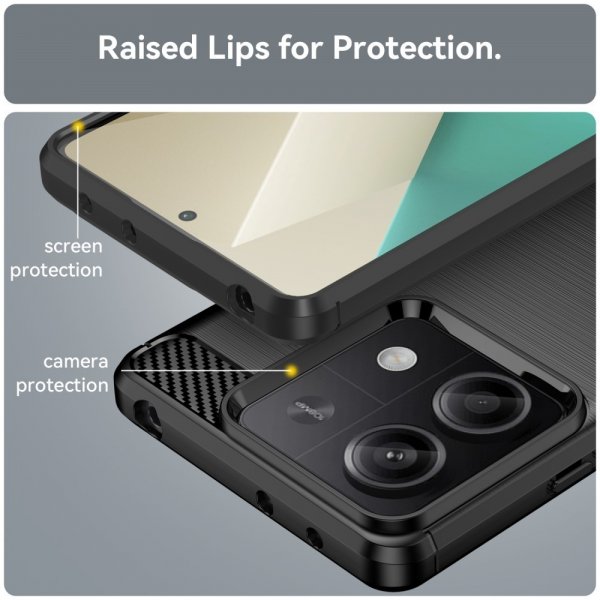 Xiaomi Redmi Note 13 5G Deksel Børstet Karbonfibertekstur Svart