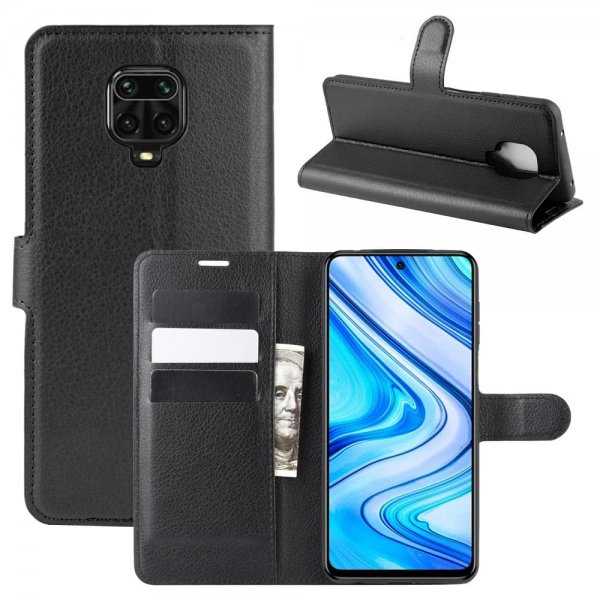 Xiaomi Redmi Note 9 Pro Etui Litchi Svart
