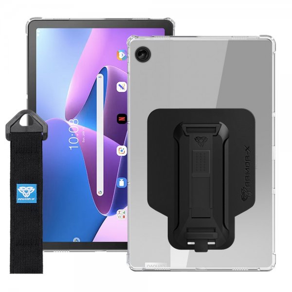 Armor-X Lenovo Tab M10 Plus TB-X606F Deksel Corner Protection Case Hand Strap Kickstand X-Mount