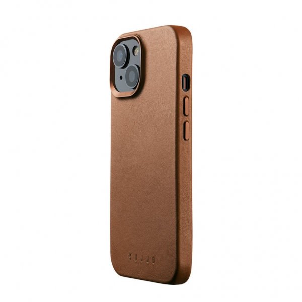 Mujjo iPhone 15 Deksel Full Leather Case Dark Tan
