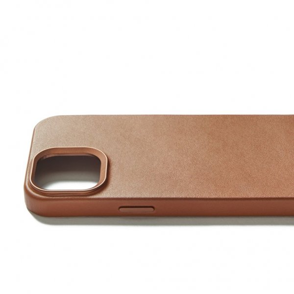 Mujjo iPhone 15 Deksel Full Leather Case Dark Tan
