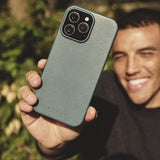 Mujjo iPhone 16 Pro Deksel Full Leather Case Livid Green