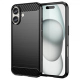 iPhone 16 Plus Deksel Børstet Karbonfibertekstur Svart