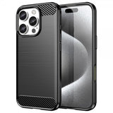 iPhone 16 Pro Deksel Børstet Karbonfibertekstur Svart
