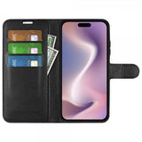 iPhone 16 Pro Max Etui Litchi Svart
