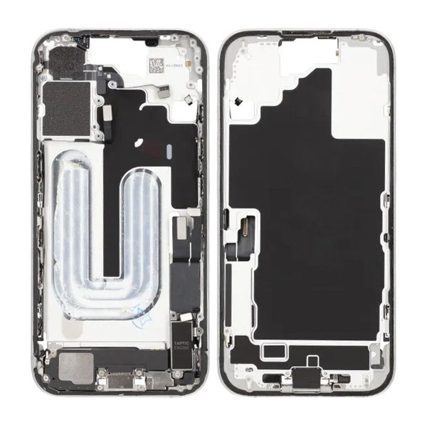 Midtre ramme med smådeler for iPhone 16 - Hvit OEM
