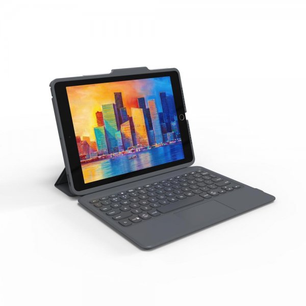 Zagg iPad 10.2 Etui med tastatur Pro Keys with Trackpad Nordic Svart Grå